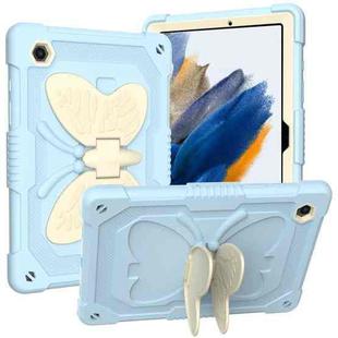 For Samsung Galaxy Tab A8 10.5 2021 Beige PC + Silicone Holder Tablet Case(Beige+Ice Blue)