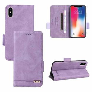 For iPhone X / XS Magnetic Clasp Leather Phone Case(Purple)