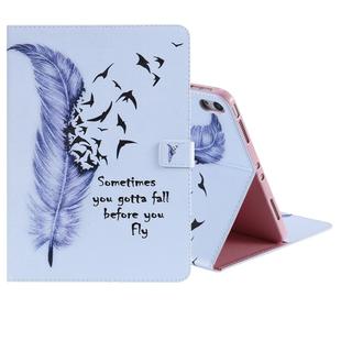 For iPad Pro 11 (2018) Colored Drawing Pattern Horizontal Flip PU Leather Case with Holder & Card Slots & Wallet(Feather)