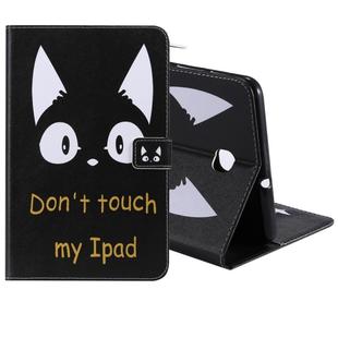 For Galaxy Tab A 8.0 (2018) T387 Colored Drawing Pattern Horizontal Flip PU Leather Case with Holder & Card Slots & Wallet(Cat Ears)