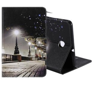 For Galaxy Tab A 8.0 (2018) T387 Colored Drawing Pattern Horizontal Flip PU Leather Case with Holder & Card Slots & Wallet(Cityscape)