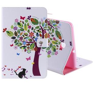 For Galaxy Tab A 8.0 (2018) T387 Colored Drawing Pattern Horizontal Flip PU Leather Case with Holder & Card Slots & Wallet(Cat and Tree)