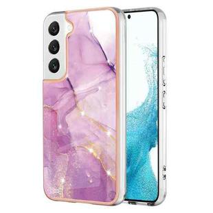 For Samsung Galaxy S22+ 5G Electroplating Marble IMD TPU Phone Case(Purple 001)