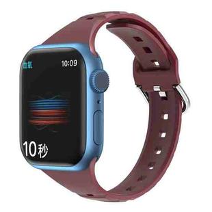 Silicone Small Waist Watch Band For Apple Watch Series 8&7 41mm / SE 2&6&SE&5&4 40mm / 3&2&1 38mm(Wine Red)