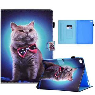 Sewing Pen Slot Leather Tablet Case For iPad 9.7 2018 & 2017(Bow Tie Cat)