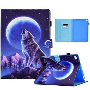 Sewing Pen Slot Leather Tablet Case For iPad 9.7 2018 & 2017(Night Wolf)