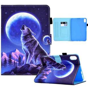 For iPad mini 6 Sewing Pen Slot Leather Tablet Case(Night Wolf)