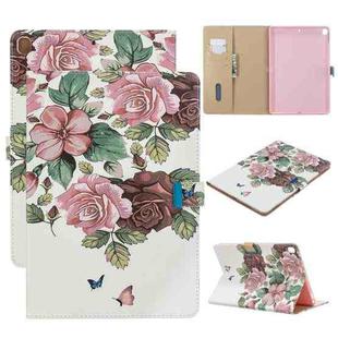 For iPad 10.2 / 10.5 inch Colored Drawing Pattern Horizontal Flip Leather Case with Holder & Card Slots & Wallet(Chinese rose)