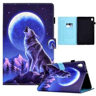 For Lenovo Tab M10 HD 2ND X306X Sewing Pen Slot Leather Tablet Case(Night Wolf)