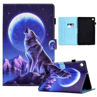 For Lenovo Tab M10 Plus Sewing Pen Slot Leather Tablet Case(Night Wolf)