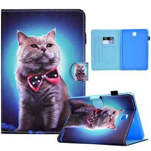 For Samsung Galaxy Tab A 8.0 T350 Sewing Pen Slot Leather Tablet Case(Bow Tie Cat)