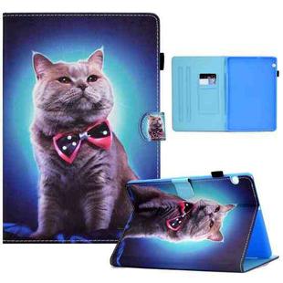 For Huawei MediaPad T3 10 Sewing Pen Slot Leather Tablet Case(Bow Tie Cat)