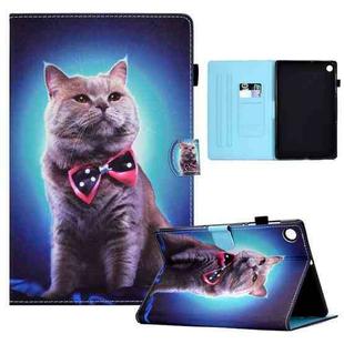 For Huawei MatePad T 10s Sewing Pen Slot Leather Tablet Case(Bow Tie Cat)