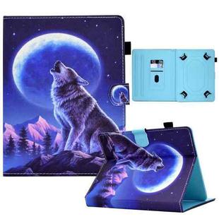 For 7 inch Tablet Sewing Pen Slot Leather Tablet Case(Night Wolf)