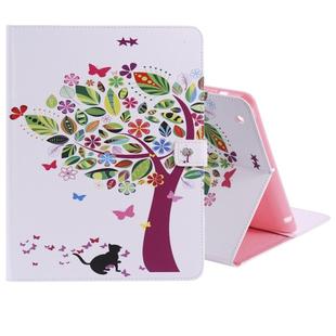 Colored Drawing Pattern Horizontal Flip PU Leather Case with Holder & Card Slots & Wallet & Sleep / Wake-up Function(Cat and Tree)