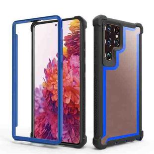 For Samsung Galaxy S22 Ultra 5G Double-Sided Full Coverage TPU + Acrylic Phone Case(Black+Blue)