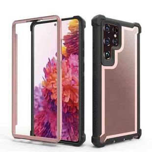 For Samsung Galaxy S22 Ultra 5G Double-Sided Full Coverage TPU + Acrylic Phone Case(Black+Rose Gold)