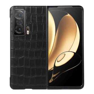 For Honor Magic V Crocodile Texture Genuine Leather Shockproof Phone Case(Black)