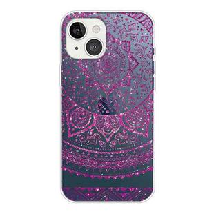 For iPhone 13 mini Gradient Lace Transparent TPU Phone Case (Rose Red)