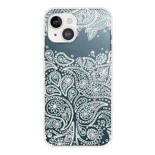 For iPhone 13 mini Gradient Lace Transparent TPU Phone Case (White)
