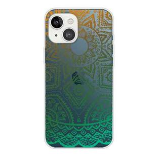 For iPhone 13 mini Gradient Lace Transparent TPU Phone Case (Gradient Green)