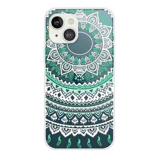 For iPhone 13 Gradient Lace Transparent TPU Phone Case(Green White)