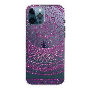 For iPhone 12 / 12 Pro Gradient Lace Transparent TPU Phone Case(Rose Red)