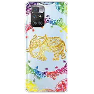 For Xiaomi Redmi 10 Gradient Lace Transparent TPU Phone Case(Gold Elephant)