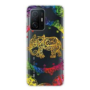 For Xiaomi Mi 11T Gradient Lace Transparent TPU Phone Case(Gold Elephant)