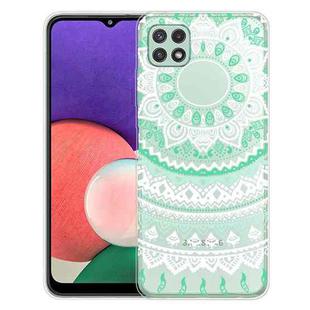 For Samsung Galaxy A22 5G Gradient Lace Transparent TPU Phone Case(Green White)