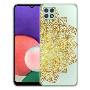 For Samsung Galaxy A22 5G Gradient Lace Transparent TPU Phone Case(Gold)