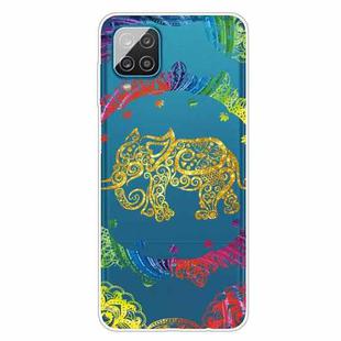 For Samsung Galaxy A42 5G Gradient Lace Transparent TPU Phone Case(Gold Elephant)