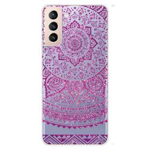 For Samsung Galaxy S21 5G Gradient Lace Transparent TPU Phone Case(Rose Red)