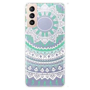 For Samsung Galaxy S21 5G Gradient Lace Transparent TPU Phone Case(Green White)