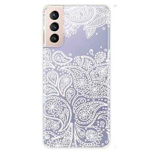 For Samsung Galaxy S21 5G Gradient Lace Transparent TPU Phone Case(White)