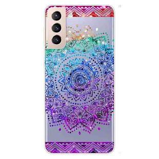 For Samsung Galaxy S21+ 5G Gradient Lace Transparent TPU Phone Case(Green Blue Purple)