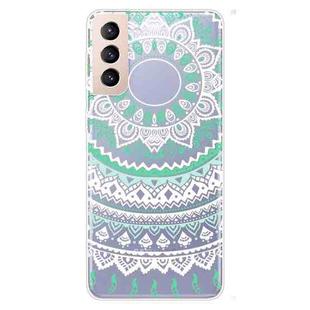 For Samsung Galaxy S21+ 5G Gradient Lace Transparent TPU Phone Case(Green White)