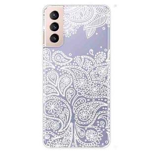 For Samsung Galaxy S22 5G Gradient Lace Transparent TPU Phone Case(White)