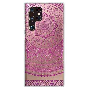 For Samsung Galaxy S22 Ultra 5G Gradient Lace Transparent TPU Phone Case(Rose Red)
