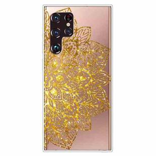 For Samsung Galaxy S22 Ultra 5G Gradient Lace Transparent TPU Phone Case(Gold)