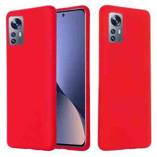 For Xiaomi 12 / 12X Pure Color Liquid Silicone Phone Case(Red)