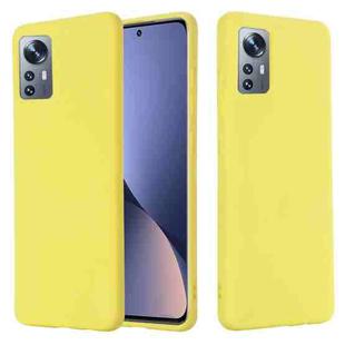 For Xiaomi 12 / 12X Pure Color Liquid Silicone Phone Case(Yellow)