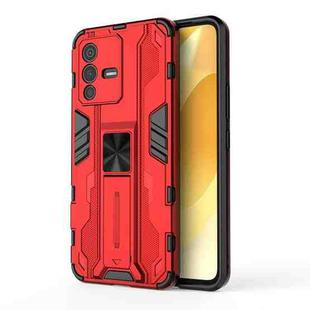 For vivo S12 Supersonic PC + TPU Shock-proof Phone Case with Holder(Red)