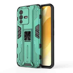 For vivo S12 Supersonic PC + TPU Shock-proof Phone Case with Holder(Green)