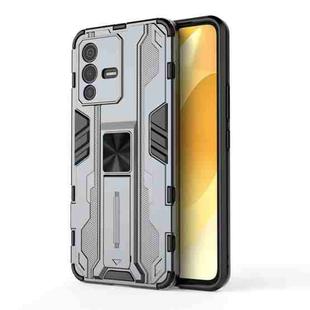For vivo S12 Supersonic PC + TPU Shock-proof Phone Case with Holder(Grey)