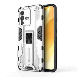 For vivo S12 Supersonic PC + TPU Shock-proof Phone Case with Holder(Silver)