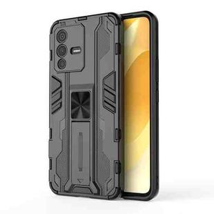 For vivo S12 Supersonic PC + TPU Shock-proof Phone Case with Holder(Black)