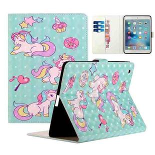 For iPad 2 / 3 / 4 Colored Drawing Horizontal Flip Leather with Holder & Card Slot & Wallet Sleep / Wake-up Function(Green Unicorn)