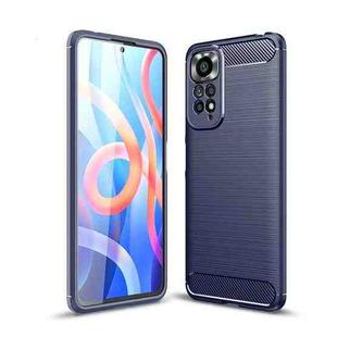 For Xiaomi Redmi Note 11 Overseas Version Brushed Texture Carbon Fiber TPU Phone Case(Navy Blue)