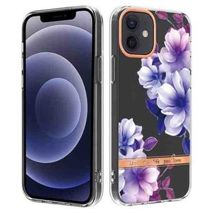 For iPhone 12 / 12 Pro Flowers and Plants Series IMD TPU Phone Case(Purple Begonia)